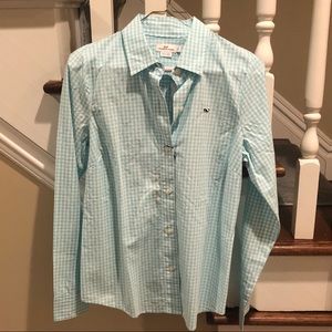 Vineyard Vines Gingham Shirt in Dolphin Blue